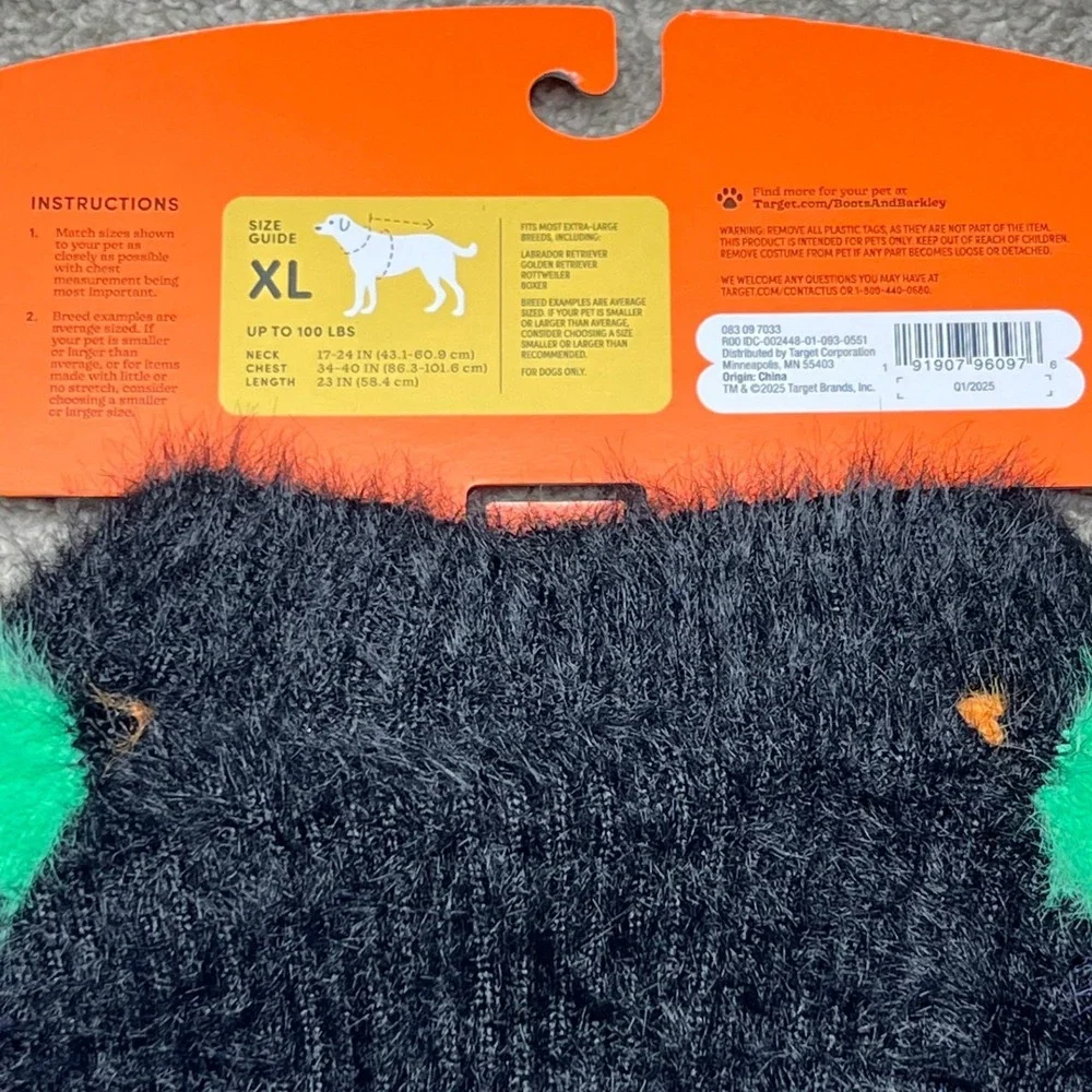 Boots & Barkley Halloween Striped Eyelash Knit Pet Sweater Multi-Color XL